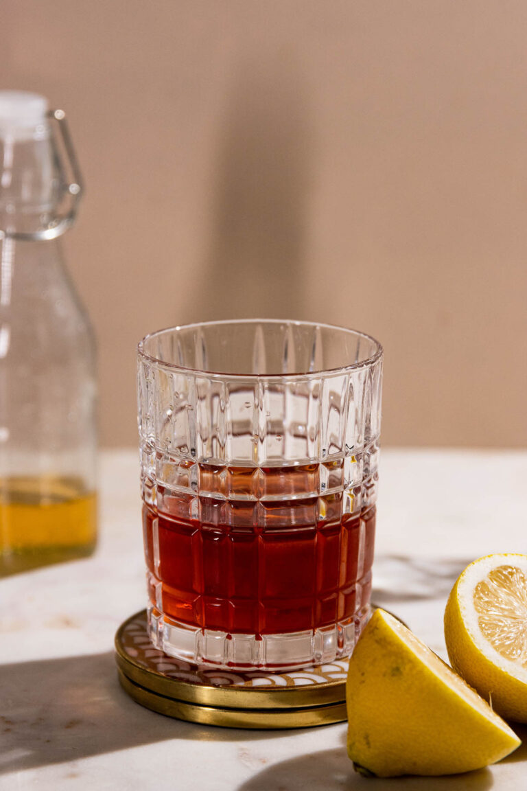 Sazerac cocktail in a highball glass.